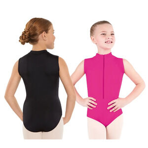 Dance Leotard Eurotard 44518C Small Adult Black Mock Neck Zip Up Ballet
